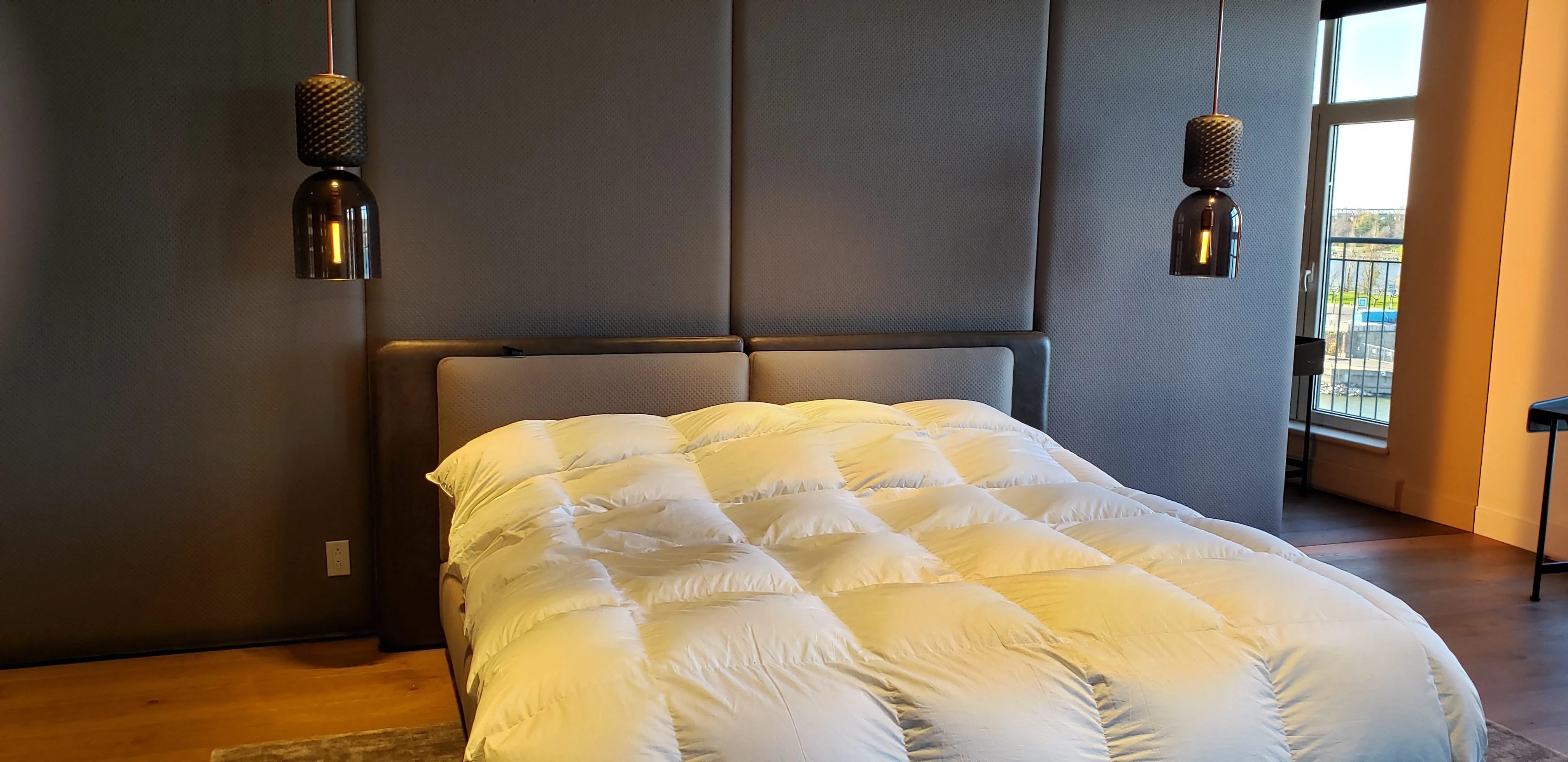 Upholstered headboard wall panels by Meubles Ciano